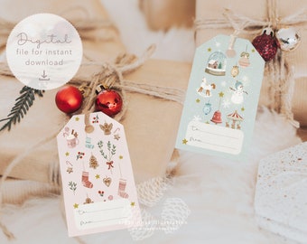 Etiqueta de regalo de Navidad imprimible, etiqueta de regalo divertida, etiqueta de Feliz Navidad, etiqueta linda de recuerdo navideño, etiqueta colgante DIY, descarga instantánea en PDF
