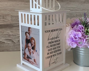 Memory is a Keepsake,  Photo Lantern, Memorial Lantern ,Memorial Candle, Sympathy lantern, Remembrance, Bereavement Gift, Loss of a Loved