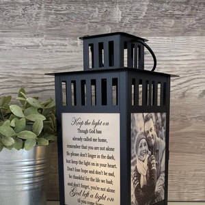 Keep the Light on, Photo Lantern, Memorial Lantern ,Memorial Candle, Sympathy lantern, Remembrance, Bereavement Gift, Loss of a Loved