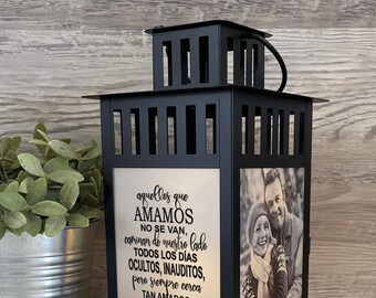 SPANISH Those we love, Photo Lantern, Memorial Lantern,Memorial Candle,Sympathy lantern, Remembrance, Bereavement Gift, Loss of a Loved