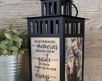 You left Memories, Photo Lantern, Memorial Lantern,Memorial Candle, Sympathy lantern, Remembrance,Bereavement Gift, Loss of a Loved