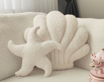 Seashell Decorative Pillow, Ivory Shell Pillow,Sea shell cushion,Baby room decor,Kids Room Decor,Cute Nursery Decor,Baby gift,baby pillow