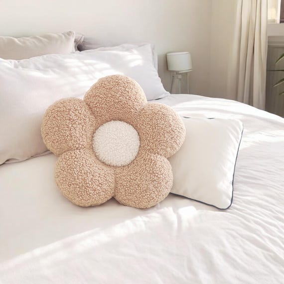 Lot De 2 Coussins Fleur En Peluche – Oreillers Mignons Rose & Blanc 38 Cm, Décoration Enfant & Canapé