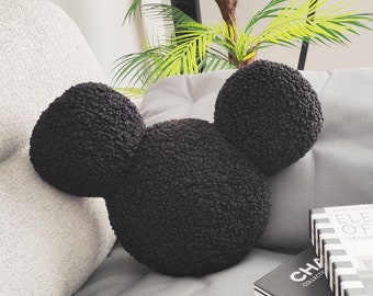 Almohada de peluche de ratón, orejas cosidas a mano, decoración Disney
