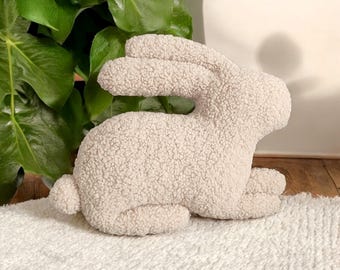 Teddy Fabric Bunny Pillow: Handmade Easter Nursery Decor