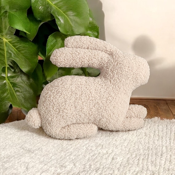 Teddy Fabric Bunny Pillow: Handmade Easter Nursery Decor
