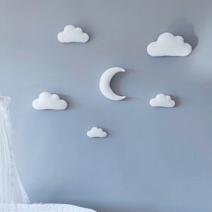 Cloud Moon wall decor Set Clouds Wall Hanging White Soft Clouds Cot Decorations Baby Room Decor Sky Wall Clouds Wall Decorations Wall art