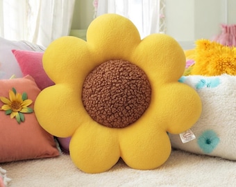 Sunflower Pillow: Plush Teddy Fabric Nursery Decor