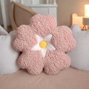 Cherry Blossom Flower Pillow, Plush Daisy pillow, Sakura and Easter Bloom Decor, pink spring decor, nursery decor, kids room decor, Cushion