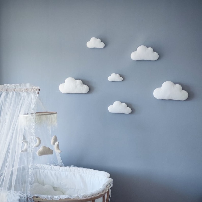 Cloud Wall Decor Set Clouds Wall Hanging White Soft Clouds Cot Etsy