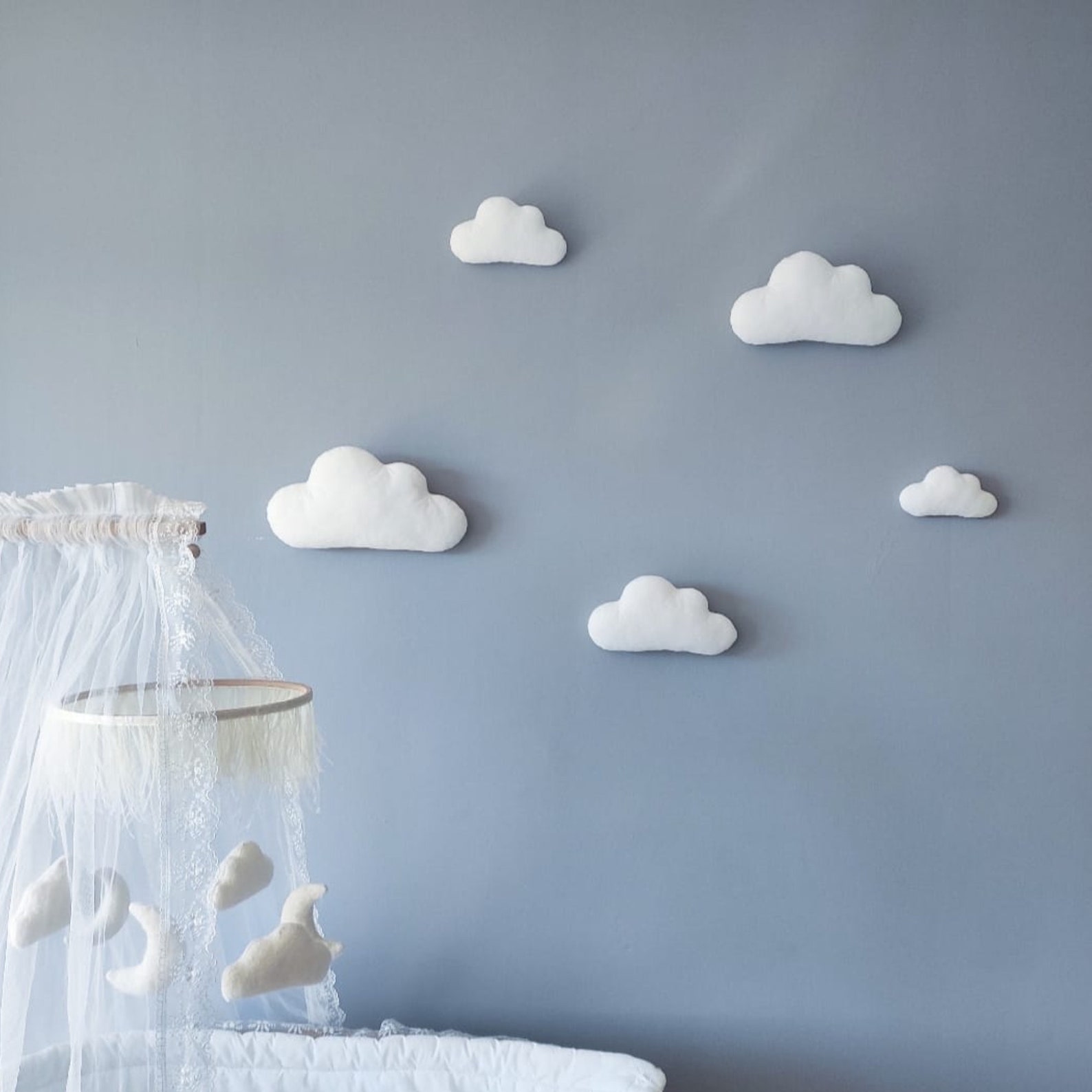Cloud Wall Decor Set Clouds Wall Hanging White Soft Clouds Cot Etsy