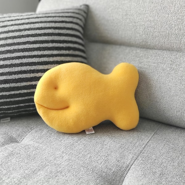 Gold fish Cracker Plush, Cute Chedder Snack Pillow, Fish Shaped Pillow, Fish pillow stuffed toy, Food Play, Nursery decor, Babyroom Decor