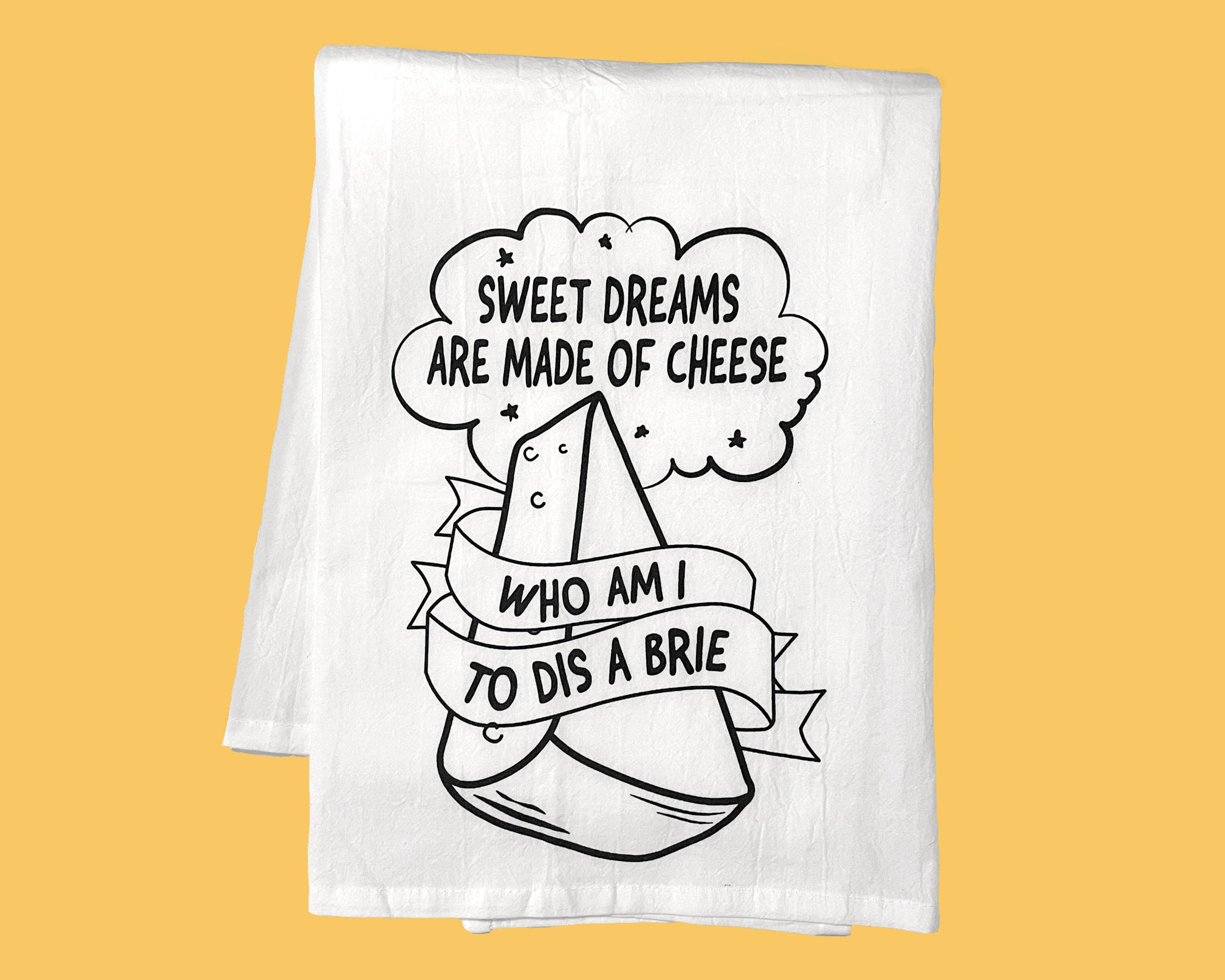 MAINEVENT Geschirrtuch 'Sweet Dreams Are Made Of Cheese' – 45,7x61 Cm, Baumwolle, Lustiger Küchenspruch