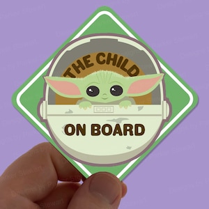 ベビーヨーダ「The Child on Board」ステッカー / スターウォーズ 車の窓用バンパー用おもしろデカール / ベビーカー用ギフト