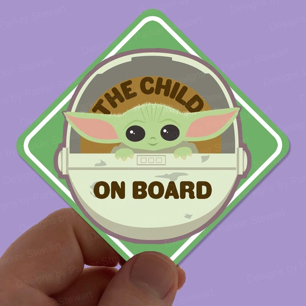 Baby Yoda ‘The Child on Board’ Sticker / Star Wars Car Window Bumper Funny Decal / Baby Stroller Gift