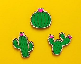 Aimants de réfrigérateur de cactus en bois, cadeau personnalisé, décoration de maison et de cuisine, aimant de plante