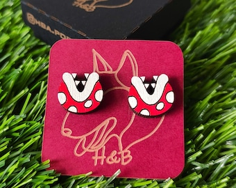 Pendientes Mario de madera, Planta Piraña, Pendientes coloridos, Regalo para ella, San Valentín, Día de la Madre, Joyería minimalista hecha a mano Geek Retro