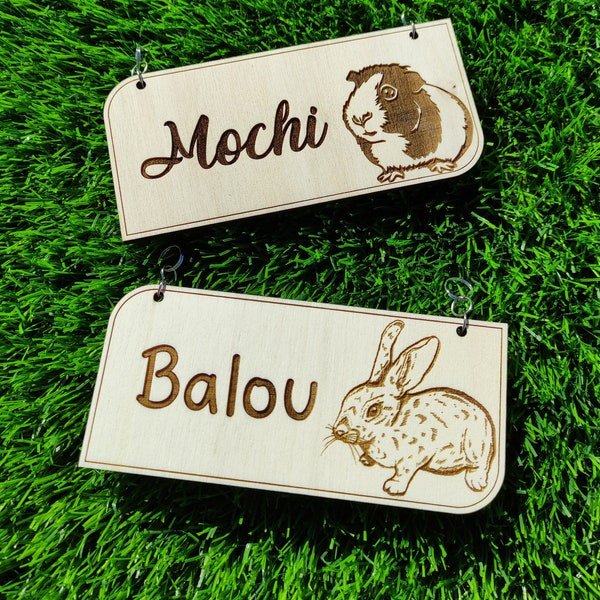 Personalized Wooden Pet Plaque, Pet Crate Name Tag, Cage and Kennel Identification, Dog House, Cat, Hamster, Bird, Rabbit, Guinea Pig