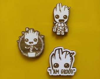 Imán de nevera de madera de Groot, I am Groot de madera, imán de neodimio súper, decoración de cocina, regalo personalizado