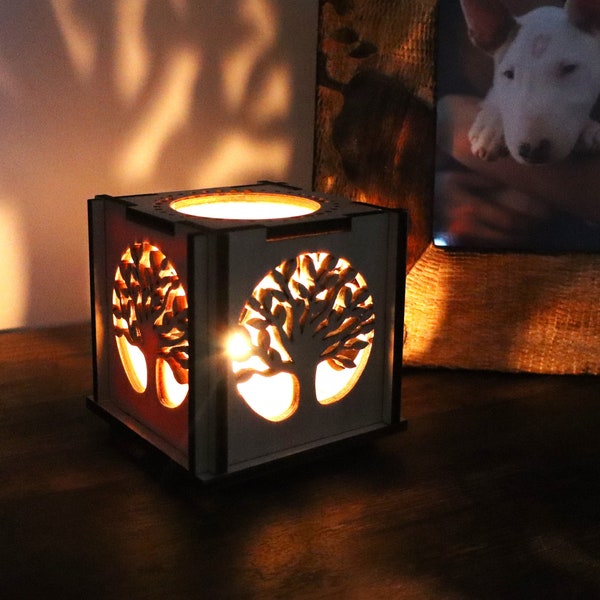Wooden Tree of Life Tealight Shadow Lantern, Candle Holder, Handmade Home Decor, Tabletop Light Gift, Cozy Atmosphere Enhancer, Housewarming