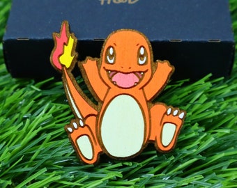 Imán Pokémon Charmander de madera, regalo de anime personalizado, geek, decoración del hogar, ventilador de videojuegos imán de refrigerador colorido, elige tu Pokémon