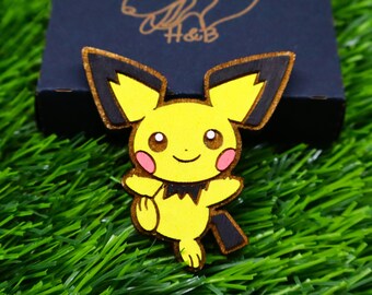 Imán Pokémon Pichu de madera, Regalo de anime personalizado, Geek, Decoración del hogar, Imán de refrigerador colorido, Fanático de los videojuegos, Elige tu Pokémon