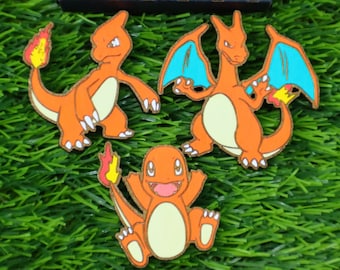 Hölzerner Pokémon-Kühlschrankmagnet, Charmander, Charmeleon, Charizard, personalisiertes Geschenk, Anime, Geek, Nerd, Küchendekoration