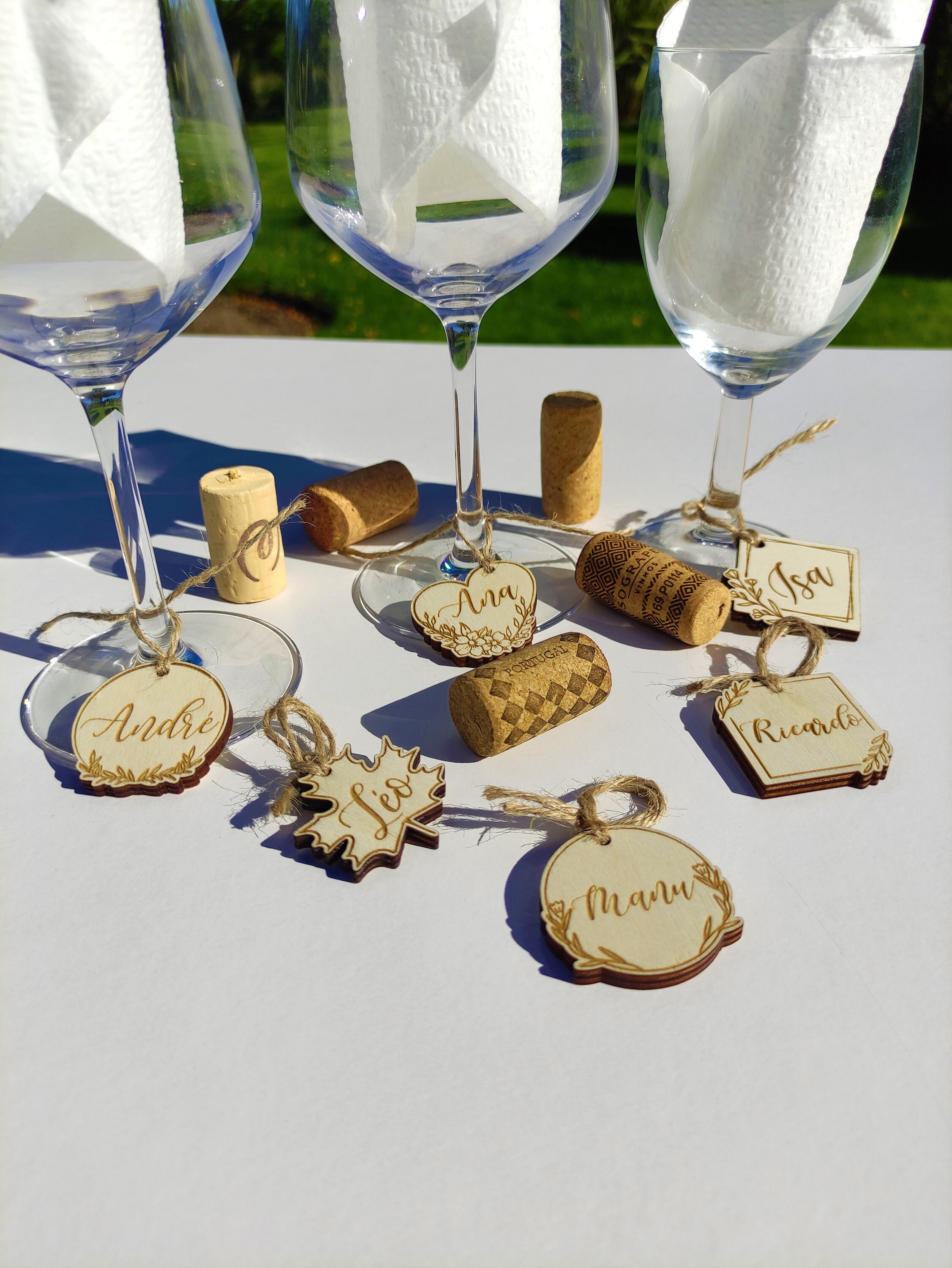 Neem Wood Wine Glasses Personalized With Name