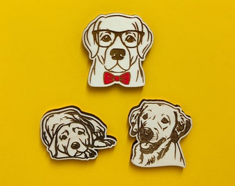 Aimant de réfrigérateur en bois, race de chien, Labrador Retriever, animal de compagnie, super néodyme décor de cuisine, cadeau personnalisé