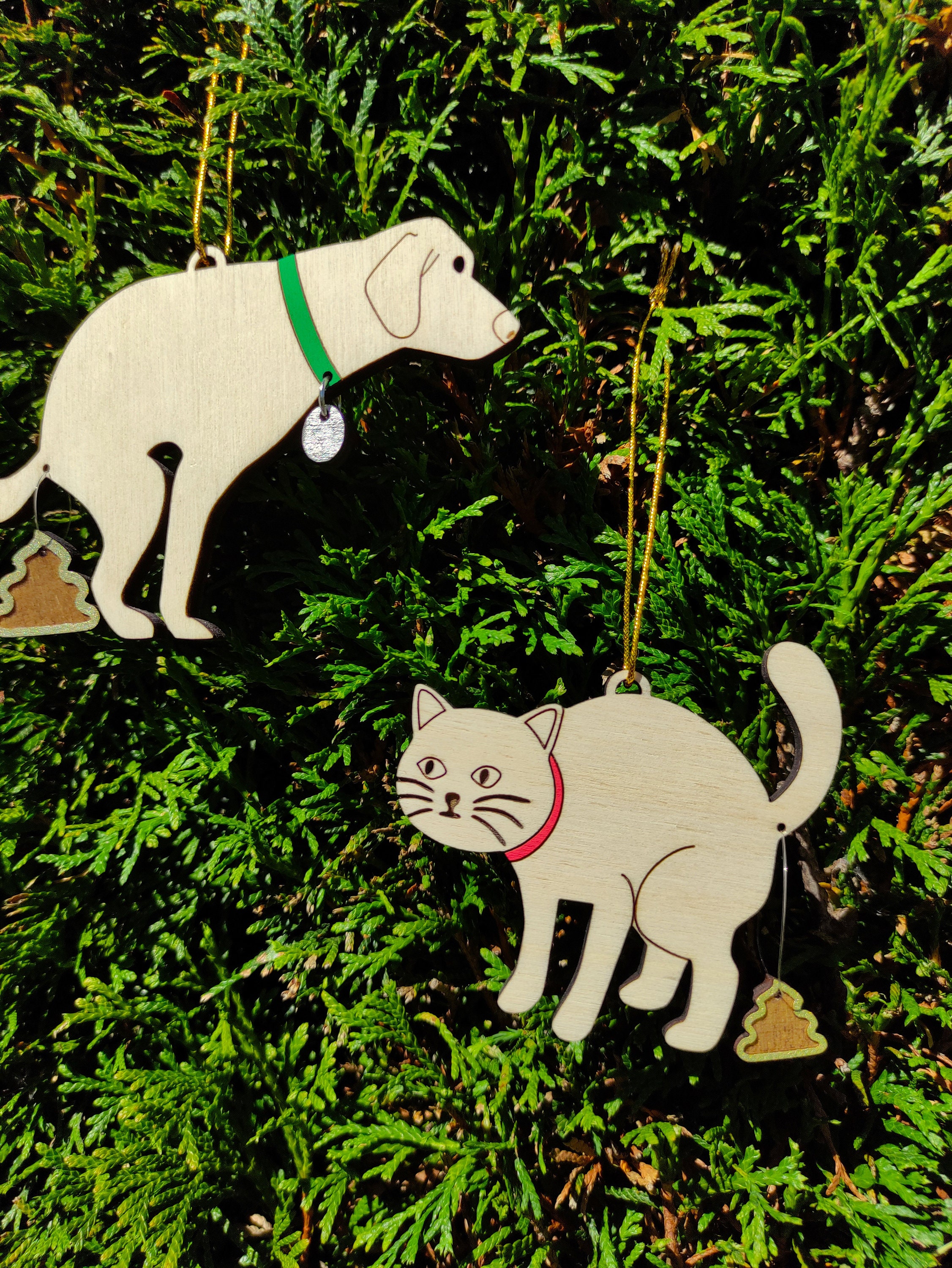 Pooping Cat and Dog Fun Christmas Tree Ornament Home Decor Etsy