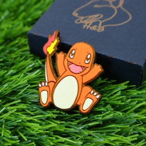 Imán Pokémon Charmander de madera, regalo de anime personalizado, geek, decoración del hogar, ventilador de videojuegos imán de refrigerador colorido, elige tu Pokémon Colored