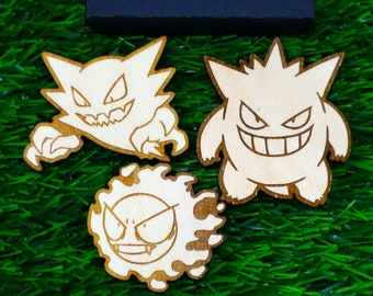 Set van 3 houten Pokémon-magneten, aangepaste anime-cadeau, Geek Home Decoration, kleurrijke koelkastmagneten, videogamefan, kies je Pokémon