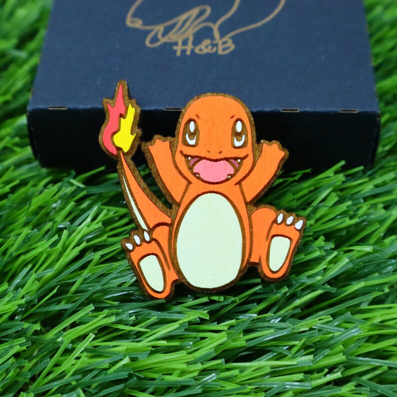 Wooden Charmander Pokémon Magnet, Custom Anime Gift, Geek, Home Decoration, Colorful Refrigerator Magnet Video Game Fan, Choose Your Pokémon