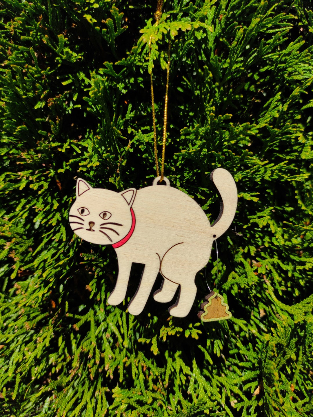 Pooping Cat, Fun Christmas Tree Ornament, Home Decor, Car Rear View