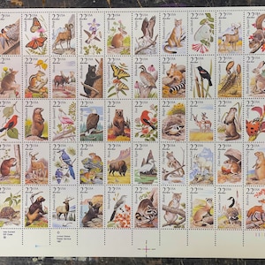 Vintage North American Wildlife Souvenir Stamp Sheet, US Postal Service 1987