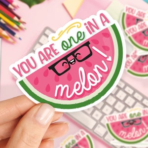 Lemon Jelly Studio - Je bent één in een meloen! Grote vinylsticker/laptop/ipad/kawaii/schattig