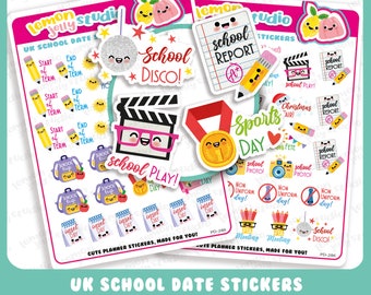 58 Cute UK School Date/Events Planner Stickers