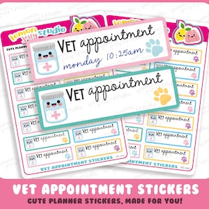 14 Cute Vet Appointment/Cat/Dog/Pet Planner Stickers