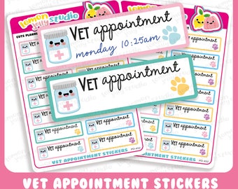 14 autocollants mignons de planificateur de rendez-vous vétérinaire/chat/chien/animal de compagnie