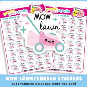 35 Cute Mow Lawn/Garden/Gardening Planner Stickers