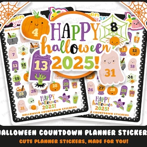 36 uroczych 31-dniowych naklejek na Halloween Countdown/Date Cover/Spooky Planner