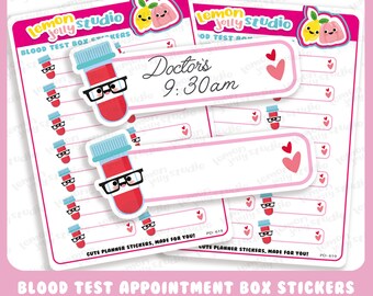 14 Cute Blood Test Box Planner Stickers