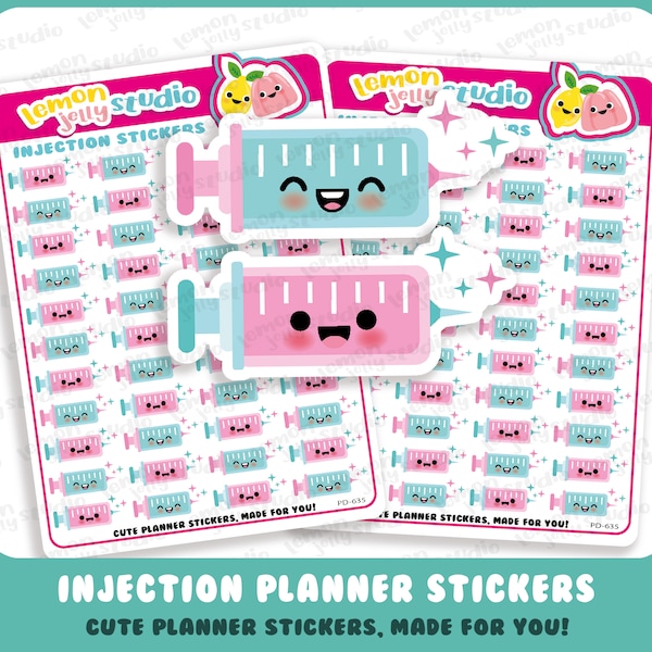 44 niedliche Spritzen/Injektion/Medizin Planer Sticker