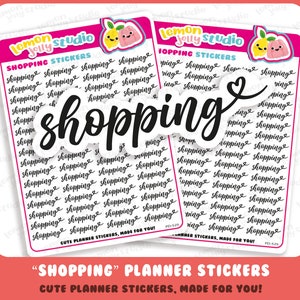 Stickers pour agenda/calendrier/agenda 64 mots « Shopping »