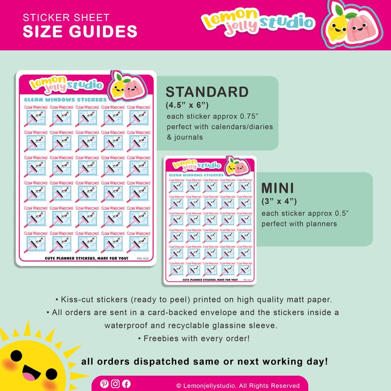 Window Cleaner Sticker Pack 30 Cute Clean Windows/chores/housework Planner Stickers - Etsy