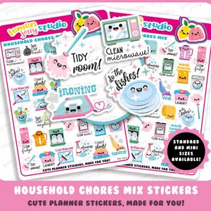 37 Cute Household Chores Mix Planner Stickers