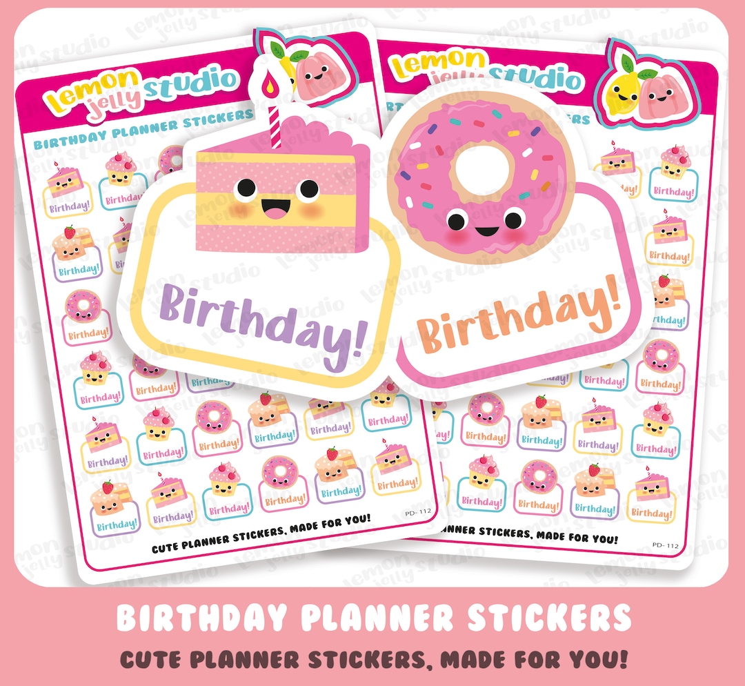 36 Cute Birthday Planner Stickers - Etsy