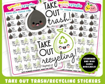 40 Cute Take Out Trash/Recyling Planner Stickers