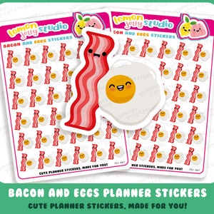 30 Cute Bacon and Eggs/Fry Up/Breakfast Planner Stickers