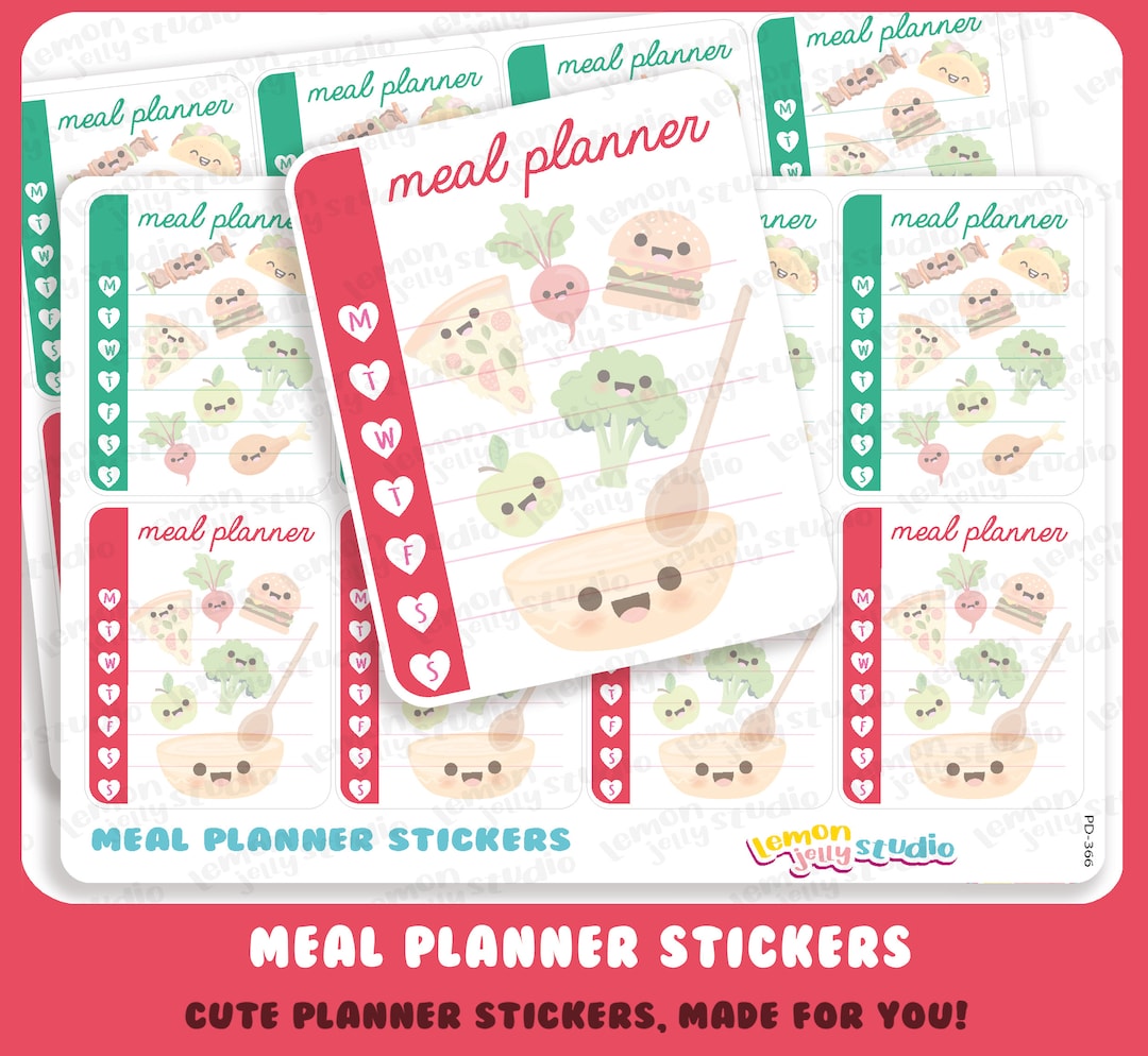 8 Cute Meal Planner/tracker/food/weekly Planner Stickers - Etsy Australia
